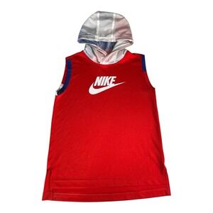 Boys Nike Basketball Mesh Sleeveless Hoodie Jersey Red White Blue Size‎ XL